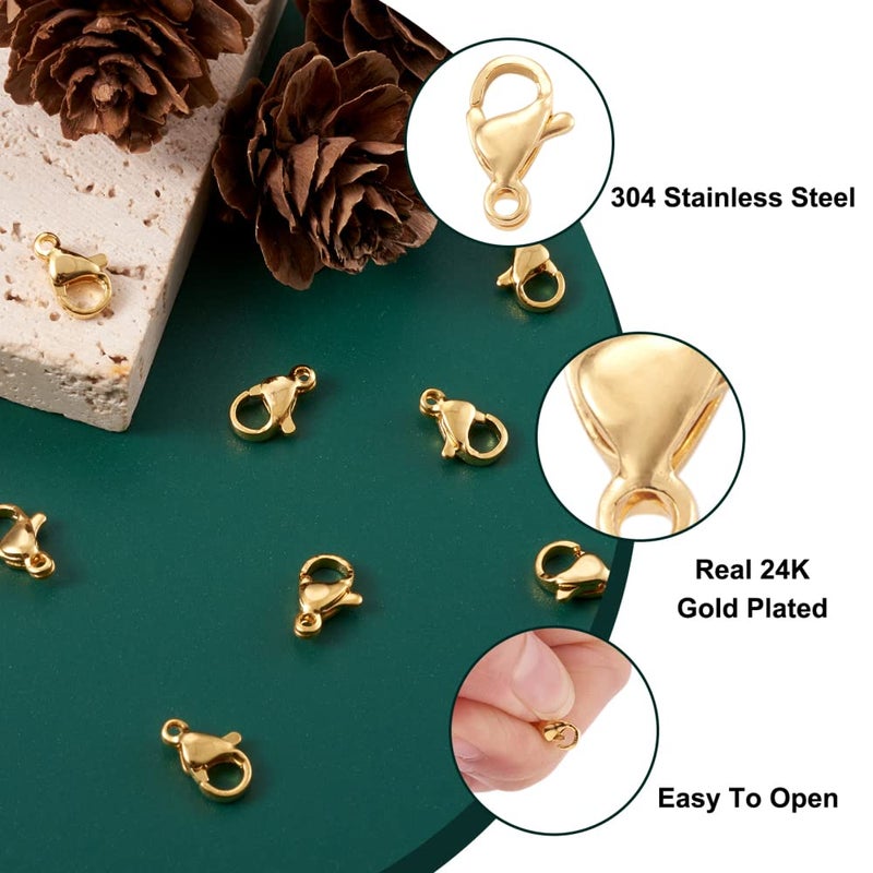 Craftdady 100pcs 18K Gold Lobster Claw Clasps Stainless Steel Fastener Hook Closure End Clasps 9x5mm for Jewelry Craft Key Chain Making - Image 4